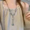 Retro Nuevo Estilo Chinoiserie Étnico Collar de Cerámica Borla Estirada Mariposa Cadena para Suéter Nuevo Perlas Hecho a Mano Cadena para Clavícula