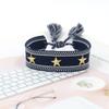 Pulsera de Correa con Borla de Remache de Estrella de Cinco Puntas, Pulsera Tejida de Estilo Étnico Colorido, Accesorios Transfronterizos de Estilo Mixto Multicolor