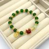 Pulseira Ano do Dragão do Zodíaco para Mulheres Dragão do Zodíaco Chifre de Dragão Vermelho e Verde Estilo Chinês Retrô
