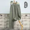 Calça Masculina de Linho Puro Verão Fina Calça Totalmente de Linho Calça Casual Masculina Solta Reta Drapê Calça de Perna Larga