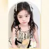 Peluca Infantil Trenza Pequeña Estilo Ballet para Mujer Cinta de Color Chica Popular Y2K Lazo Retorcido Doble Cola de Caballo Trenza Desordenada