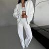 Estación independiente transfronteriza 2024 Europa y Estados Unidos comercio exterior nuevo conjunto de dos piezas para mujer casual de otoño e invierno con cremallera y pantalones de pierna ancha