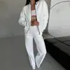 Estación independiente transfronteriza 2024 Europa y Estados Unidos comercio exterior nuevo conjunto de dos piezas para mujer casual de otoño e invierno con cremallera y pantalones de pierna ancha