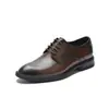 Sapatos Masculinos de Couro Feitos Sob Medida de Fábrica, Couro Bovino de Primeira Camada, Sapatos de Negócios Masculinos Estilo Britânico, Sapatos de Trabalho de Couro Genuíno de Cano Baixo com Solado Macio