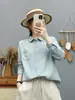 Coleção Outono 2026: Camisa Fresca de Algodão Estilo Japonês de Manga Longa com Botões Duplos, Novo Top Casual Feminino para Atacado