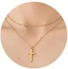 Collar de Cruz con Incrustaciones de Diamantes de Personalidad Europea y Americana Cadena para Clavícula de Comunión Bautismo Pendientes de Clavo de Cruz de Oro de 14k