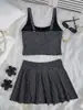 Traje de Baño de Dos Piezas tipo Pantalón Falda Estilo Europeo y Americano Nuevo de Amazon 2026 con Estampado de Lunares, Abertura y Nudo de Corbata Conjunto Bikini