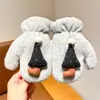 Guantes de Lana con Cuello Halter Estilo Ins Lindo para Niños, Guantes de Manopla Engrosados a Prueba de Viento y Frío, Guantes Cálidos para Otoño e Invierno