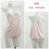 Estilo Rosa Simple y Cómodo Satín Lindo Estampado de Conejo Almohadilla de Pecho Desmontable Camisola Shorts Conjunto de Ropa de Casa Xk5792