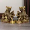 Adorno de Kirin de la Fortuna Afortunada, Artesanía de Latón, Decoración del Hogar Completamente de Cobre, Regalo para Recepción o Exhibición de Inauguración de Tienda
