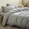 Estilo Moderno Minimalista Jacquard Teñido en Hilo Algodón Lavado Juego de Tres o Cuatro Piezas, Ropa de Cama Transpirable y Amigable con la Piel para Camas Individuales y Dobles