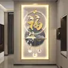 Nueva Pintura Decorativa para Entrada Estilo Chino Moderno Pintura de Luz Led Versión Vertical con el Carácter para Bendición y Reno Pintura para Colgar en la Pared Pintura de Luz Led