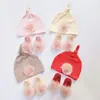 Gorro de Bebé Primavera y Otoño Animales de Dibujos Animados Estilo Occidental con Visera Gorro Fetal para Recién Nacidos Juego de Calcetines