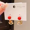 Pendientes Mecedora Redondos de Circonita con Baño de Oro Real de 18K Estilo Lujo Ligero, Pendientes Únicos Creativos de Nicho de Gama Alta para Mujeres