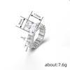 Anillo Geométrico Popular Exagerado de Celebridad Cao Shi para Mujer, Accesorios a Juego para Vestido de Banquete, Lujo Accesible de Moda con Diseño Cuadrado