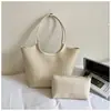 Bolsa Grande Estilo Coreano Transfronteiriça para Mulheres, Nova Bolsa Tote Tendência Casual com Padrão Trançado de Grande Capacidade, Bolsa de Ombro para o Dia a Dia, Bolsa Mãe e Filha