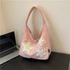 Bolsa de ombro tote de nylon com estrela de cinco pontas, nova para o inverno de 2023, feminina, de grande capacidade, casual, simples, bolsa de axila, bolsa feminina