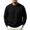 Sudadera casual de cuello redondo con hombros caídos para hombre, estilo europeo y americano, color liso, simple, holgada, talla grande, siempre en stock