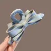 Moda Coreana Nueva Azul Denim Lazo Transparente Gris Pinza para el Pelo Pinza de Garra Pinza de Tiburón Accesorio para el Cabello para Verano
