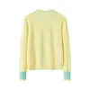 Suéter de Cachemir 100% Puro de Mongolia Interior de 260g para Mujer, Cuello Redondo, Cárdigan Pequeño, Falso Dos Piezas, Ropa Exterior de Otoño e Invierno, Suéter de Punto Suave