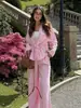Comercio Exterior Transfronterizo Ropa para Mujer Verano 2025 Estilo Europeo y Americano Camisa de Manga Larga con Cordón + Conjunto de Pantalones Casuales para Mujer B88851/2F