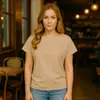 Camiseta de Manga Corta de Algodón Puro 160g, Nueva Primavera Transfronteriza 2025, para Mujer, Holgada y Cómoda, Casual Diario, Top de Cuello Redondo
