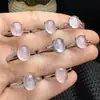 Anel de Cristal Rosa Natural com Abertura Ajustável, Tipo Gelo