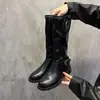 Fivela de Cinto Botas Melanizadas Botas de Cavaleiro Femininas 2026 Novo Outono Inverno Patchwork Retro Franzido Western Empilhadas Botas Curtas