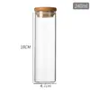 Botella de Tubo de Vidrio de Boca Recta de 47 mm de Diámetro Tapón de Corcho Bote de Almacenamiento para Cápsulas de Cordyceps de Alto Borosilicato Tapa de Bambú Botella para Té de Flores