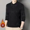 Camiseta de manga larga con cuello de camisa, forro polar cálido, diseño falso de dos piezas, nueva para otoño e invierno, para hombres de mediana edad, casual, con cabeza de tigre, traje de papá