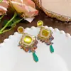 Brincos de Tarraxa com Pingente Romboidal Cravejados de Diamantes Vintage Luxo Leve Alta Costura Moda Exclusiva Acessórios de Brinco de Personalidade Versátil Retrô