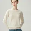 2026 Inverno Novo Cashmere Gola Redonda Tricô Manga Longa Botões nos Punhos Feminino Cor Sólida Camada Base Suéter
