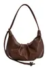 Bolso de hombro cruzado de cuero suave plisado de gran capacidad estilo retro ins coreano, estilo perezoso, casual, versátil, con cierre de cuerno