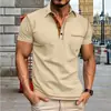 Camisa POLO de manga corta para hombre de Europa y América del verano 2024, camiseta de solapa para hombre de comercio exterior, abrigo transfronterizo, Polo a juego de colores para hombre