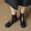 Botas Martin estilo britânico retrô com camada superior de pele de carneiro e interior macio com altura aumentada, botas Martin planas, outono e inverno de 2024, botas de tornozelo com zíper costurado