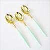 Cuchillo, Tenedor y Cuchara de Plástico Duro Multicolor Chapados en Oro PS Decoración para Fiesta de Cumpleaños Infantil Vajilla Tenedor y Cuchara para Fruta