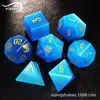 Juego de Mesa Dungeons & Dragons El Traje de 7 Piezas Juego Vertedero Dados DND RPG Multifacéticos Ojo de Gato Azul Marino