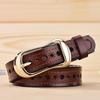 Fabricante de Cinturones Transfronterizos En Stock Cinturón para Mujer de Cuero Genuino Hueco Cinturón Decorativo Versátil Cinturón de Cintura Sin Agujeros