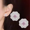 Pendientes Colgantes de Flor Blanca Chapados en Plata 925 de Moda Nueva de Comercio Exterior Europeo y Americano Pendientes Elegantes para Mujer Joyería de Lujo para Boda Regalos