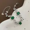 Pulseira de Aço Inoxidável com Zircônia Azul, À Prova d'Água, Luxo Leve, Zircônia Colorida Multifacetada, Ajustável, Joia de Moda de Nicho