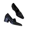 Zapatos de mujer de tacón alto con punta fina para otoño, modernos para ir al trabajo, zapatos de cuero de tacón grueso minimalistas, estilo vintage old money 2026, elegantes