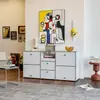 Aparador Vintage Usm de Acero Inoxidable Módulo de Gabinete de Almacenamiento Color Dopamina para el Hogar Ins Combinación de Gabinetes de Almacenamiento