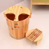 Balde para Banho de Pés de 40CM Balde de Madeira para Imersão dos Pés Bacia para Lavar os Pés Madeira Maciça Balde de Massagem para Pés em Madeira Balde Doméstico para Banho de Pés com Tampa Aprofundado
