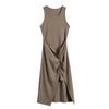Vestido de chaleco sin mangas sexy para mujer, primavera y verano 2024, nuevo, sexy, con volantes, falda de cadera de dos piezas con efecto retorcido