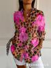 Amazon moda estilo europeo y americano manga al hombro camisa de manga larga para mujer leopardo impresión digital 3D otoño largo
