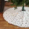 Novedades navideñas transfronterizas: Falda para árbol de Navidad de lentejuelas doradas bordadas con copo de nieve, felpa blanca, decoración de falda de árbol de alta gama