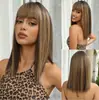 Novo Produto 2025 Peruca Europeia e Americana Amazon Peruca Feminina Mechas Retas de Ar Peruca Curta Reta Cabelo Curto Bobo