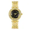 Relógio Feminino Popular de Moda Cravejado com Diamantes, Relógio de Quartzo Romano, Estilo Pulseira, Relógio de Moda de Luxo para Meninas