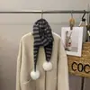 Bufanda Grande de Punto Invierno Estilo Navidad para Estudiantes Mujeres, Chal Rayado Lindo Desmontable con Pompón, Calentador de Cuello de Lana para Abrigo