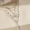 Conjunto de Quatro Peças de Colares de Resina com Gotejamento de Óleo Estilo Europeu e Americano, Corrente Doce para Clavícula Dopamina, Joias de Nicho de Luxo Leve